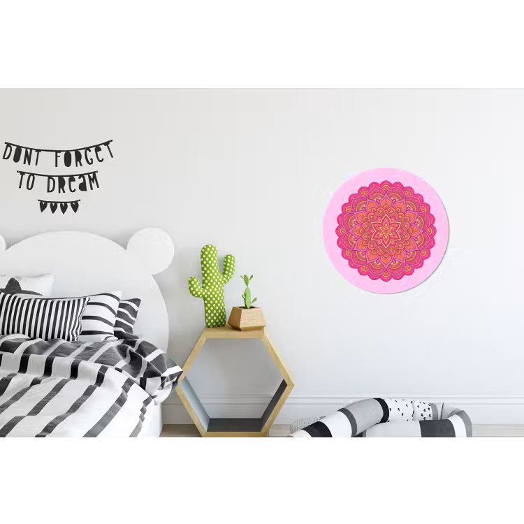 Mandala - Cirkel - Spiritueel - Oosters - Roze Wandcirkel aluminium klein -kinderkamer