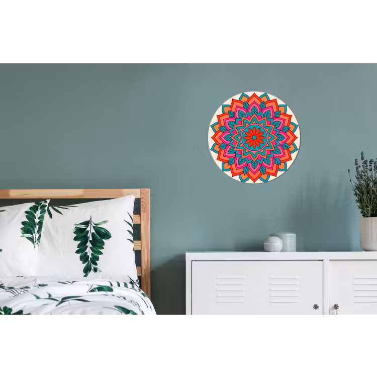 Mandala - Patroon - Abstract - Kleurrijk - Modern Wandcirkel aluminium klein -slaapkamer