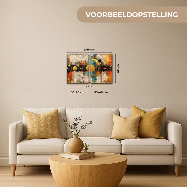 Abstract - Goud - Vormen Canvas - Meerluiken 2 luik klein -sfeer6-formaat-