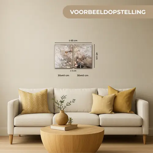 Amandelbloesem - Abstract - Beige Canvas - Meerluiken 2 luik klein -sfeer6-formaat-