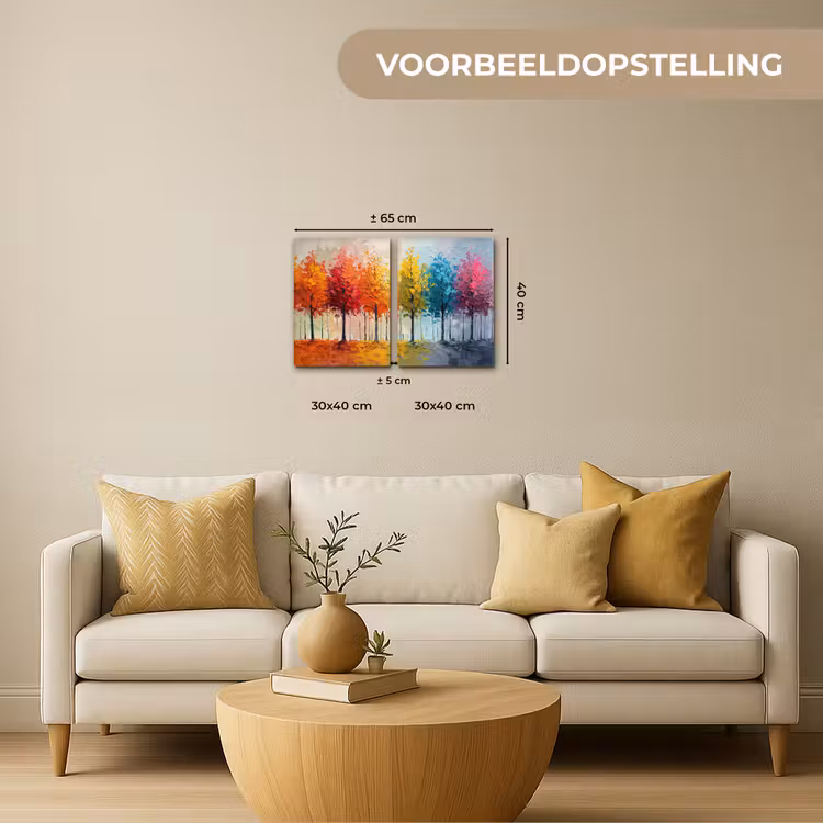 Bomen - Kleurrijk - Modern - Verflook Canvas - Meerluiken 2 luik klein -sfeer6-formaat-