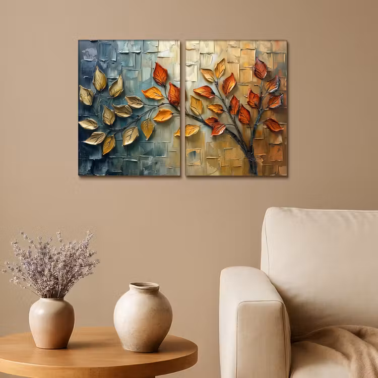 Boom - Bladeren - Natuur - Verflook Canvas - Meerluiken 2 luik klein -sfeer1