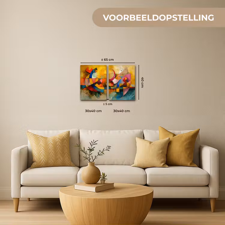 Kleurrijk - Geometrisch - Abstract Canvas - Meerluiken 2 luik klein -sfeer6-formaat-