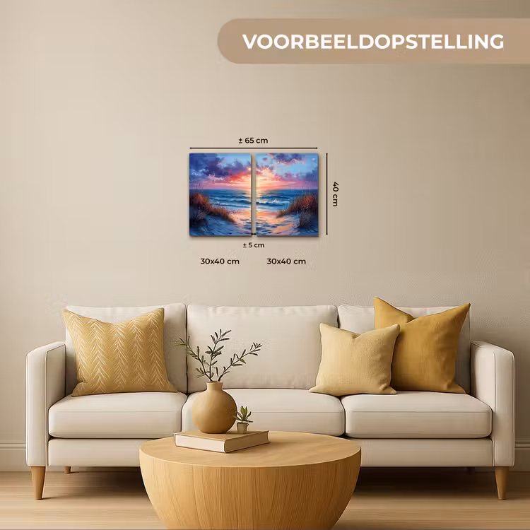 Strand - Blauw - Verf - Paars Canvas - Meerluiken 2 luik klein -sfeer6-formaat-