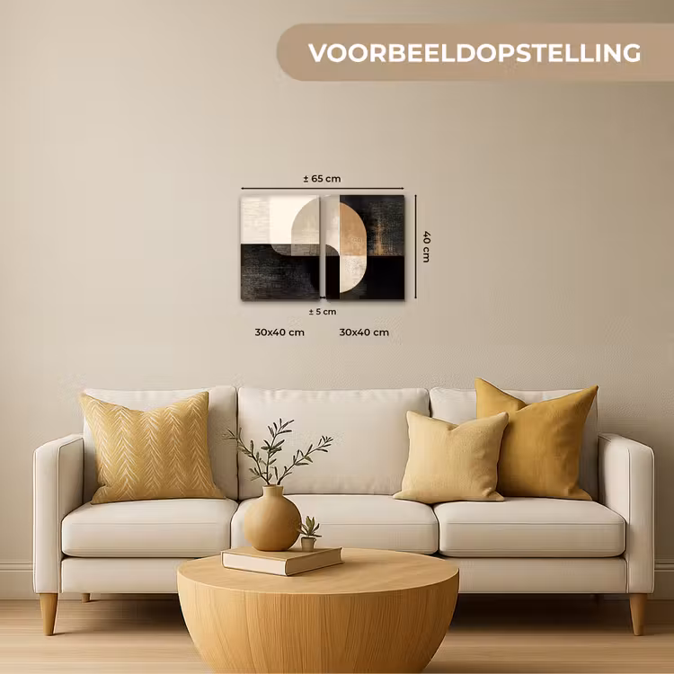 Vormen - Abstract - Goud Canvas - Meerluiken 2 luik klein -sfeer6-formaat-