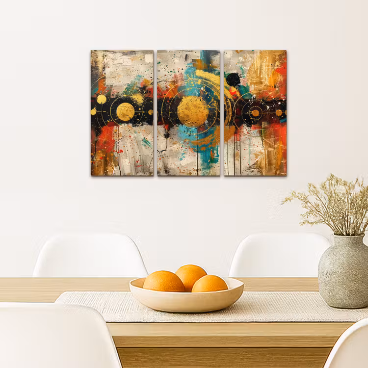 Abstract - Goud - Vormen Canvas - Meerluiken 3 luik klein -sfeer4
