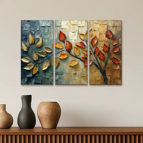 Boom - Bladeren - Natuur - Verflook Canvas - Meerluiken 3 luik klein -sfeer3