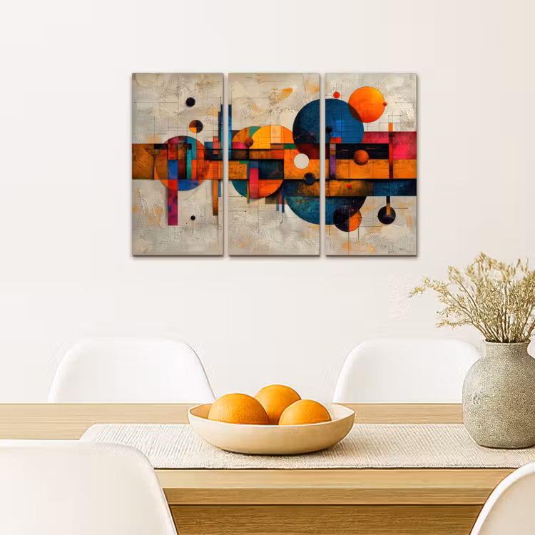 Kleurrijk - Geometrisch - Abstract - Aesthetic Canvas - Meerluiken 3 luik klein -sfeer4
