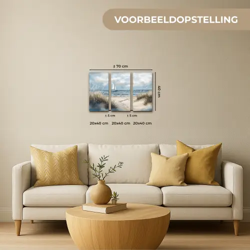 Strand - Verf - Natuur - Boot Canvas - Meerluiken 3 luik klein -sfeer6-formaat