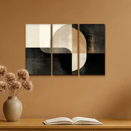 Vormen - Abstract - Goud Canvas - Meerluiken 3 luik klein -sfeer5