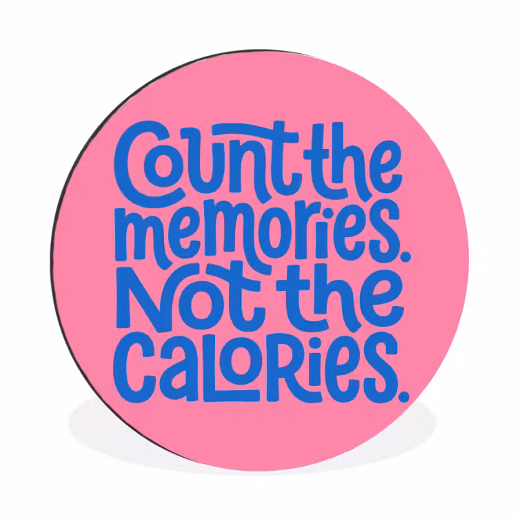 Memories - Roze - Blauw - Quote Wandcirkel aluminium klein -3d