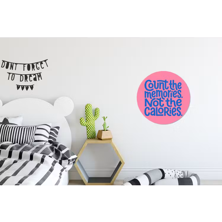 Memories - Roze - Blauw - Quote Wandcirkel aluminium klein -kinderkamer