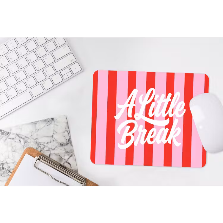 A Little Break - Strepen - Rood - Roze muismat rubber klein -witbureau