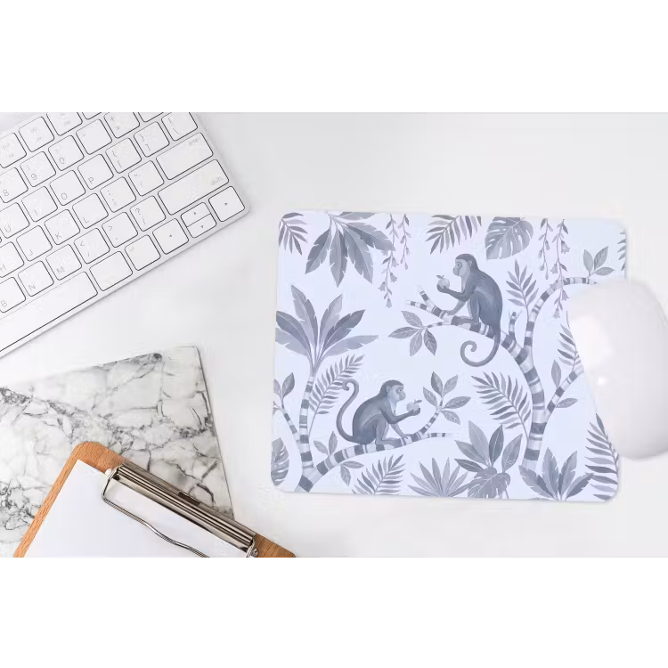 Aap - Boom - Bladeren - Jungle - Illustratie muismat rubber klein -witbureau