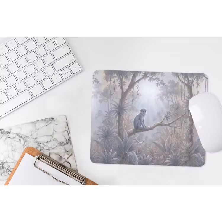 Aap - Boom - Jungle - Natuur - Grijs muismat rubber klein -witbureau