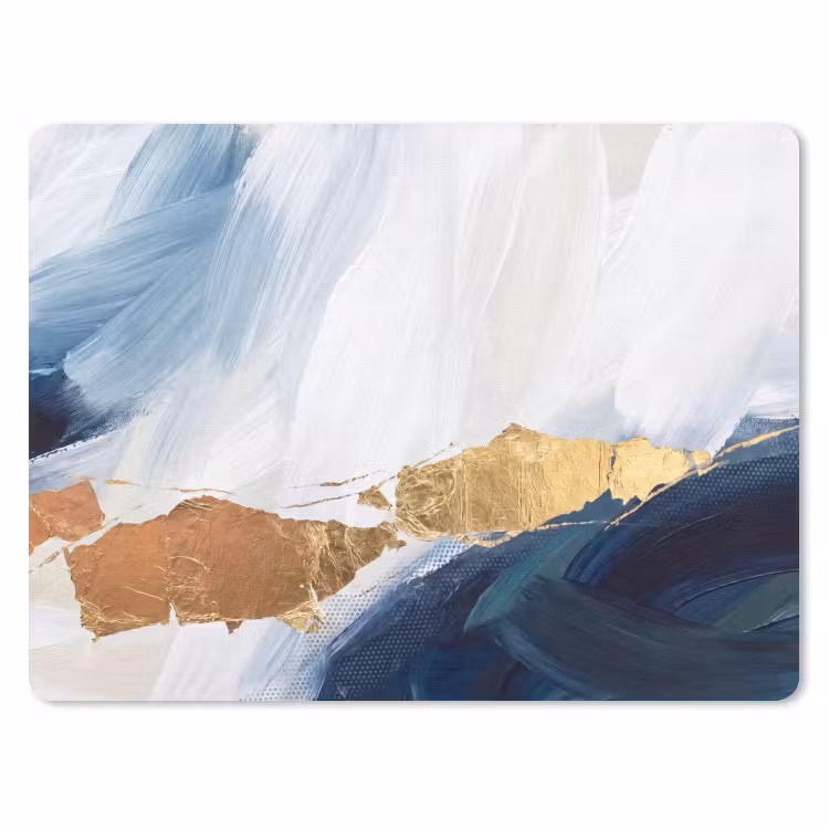 Abstract - Acryl - Blauw - Goud - Elegant muismat rubber klein -3d