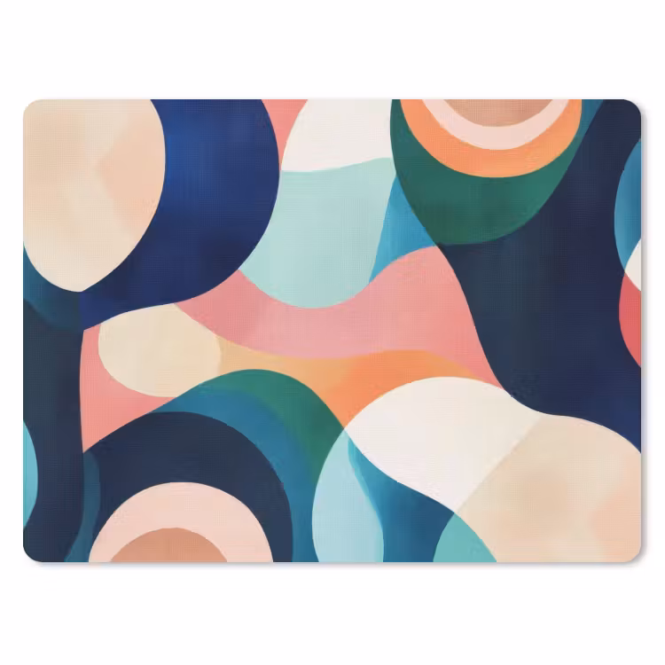 Abstract - Blauw - Roze muismat rubber klein -3d