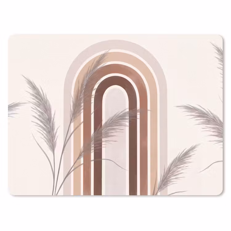 Abstract - Bogen - Plant - Boho - Beige muismat rubber klein -3d
