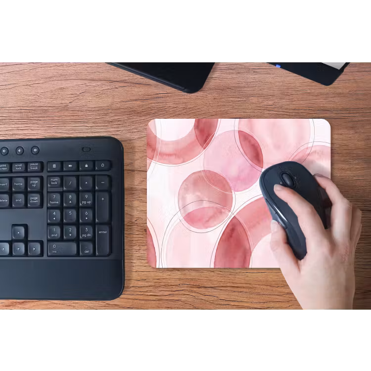 Abstract - Cirkels - Modern - Roze - Kunst muismat rubber klein -toetsenbord