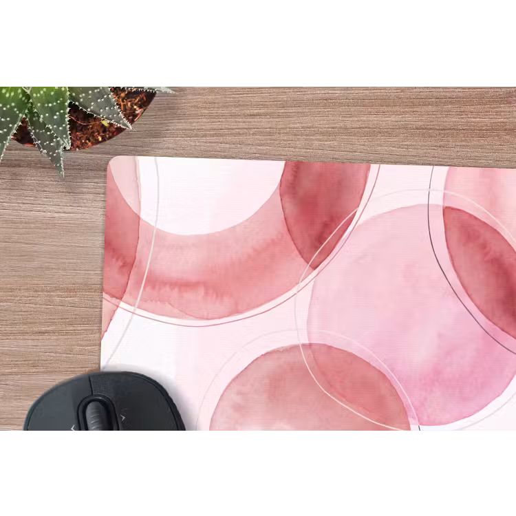 Abstract - Cirkels - Modern - Roze - Kunst muismat rubber klein -closeup