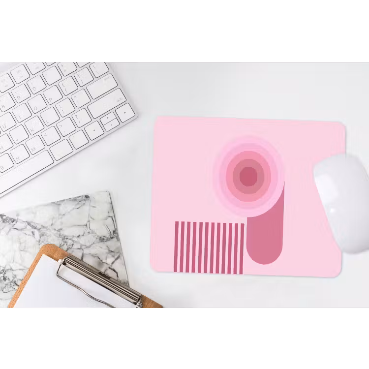 Abstract - Cirkels - Strepen - Modern - Roze muismat rubber klein -witbureau