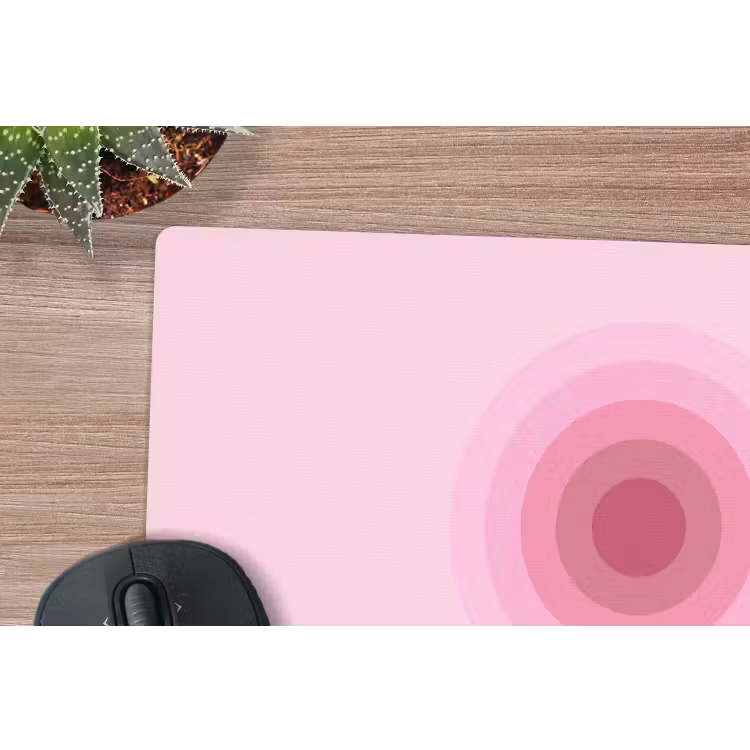 Abstract - Cirkels - Strepen - Modern - Roze muismat rubber klein -closeup