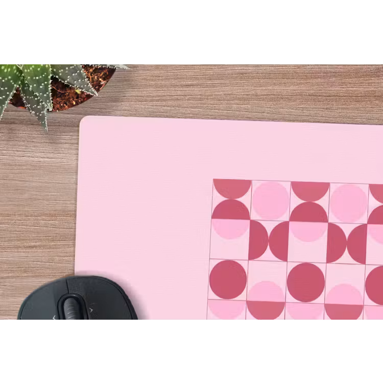 Abstract - Geometrisch - Cirkels - Roze - Modern muismat rubber klein -closeup
