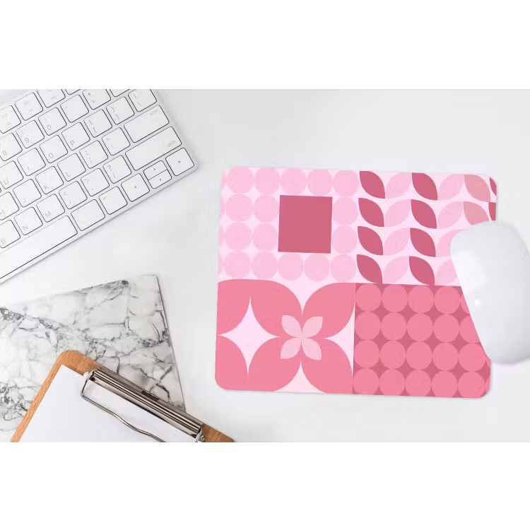 Abstract - Geometrisch - Patroon - Modern - Roze muismat rubber klein -witbureau
