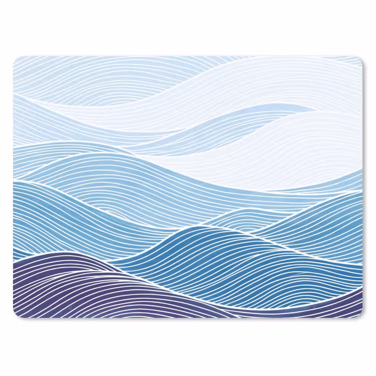 Abstract - Golven - Patroon - Blauw - Modern muismat rubber klein -3d