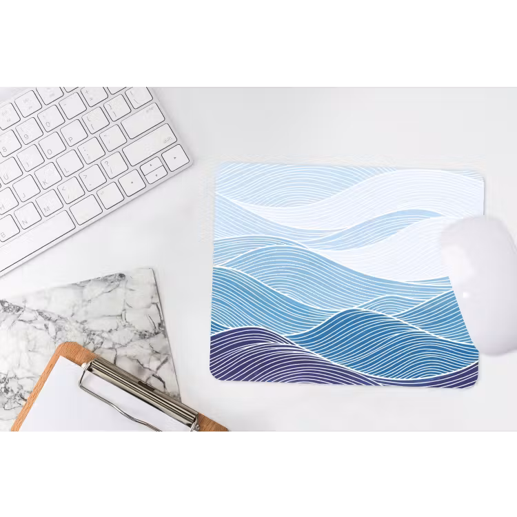 Abstract - Golven - Patroon - Blauw - Modern muismat rubber klein -witbureau