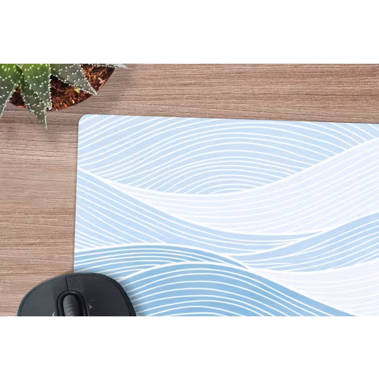 Abstract - Golven - Patroon - Blauw - Modern muismat rubber klein -closeup