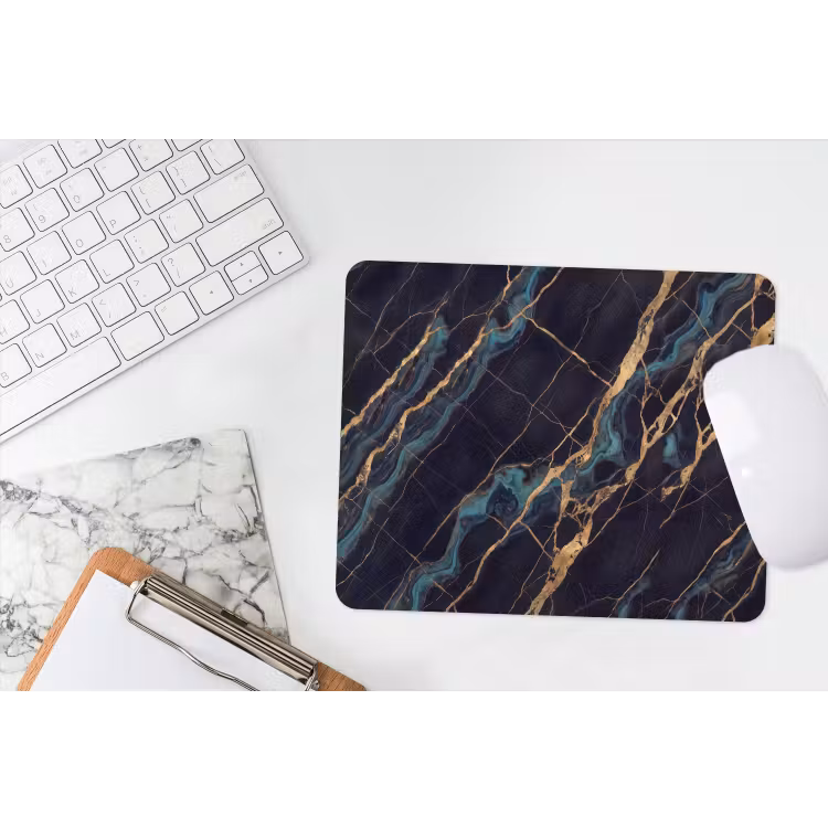 Abstract - Gouden lijnen - Kunst - Modern - Zwart muismat rubber klein -witbureau