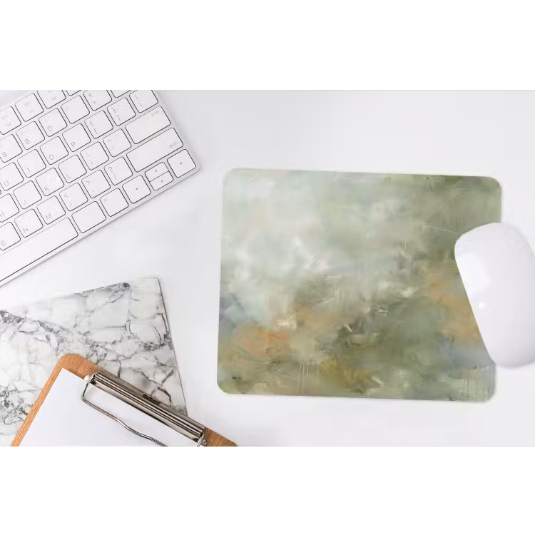 Abstract - Groen - Beige - Modern - Kunst muismat rubber klein -witbureau