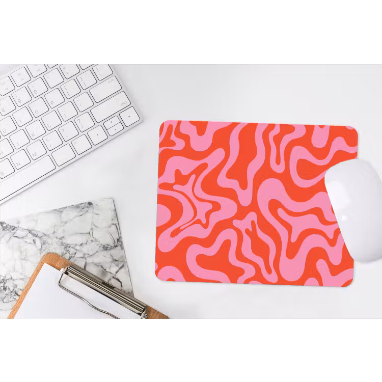 Abstract - Patroon - Rood - Roze - Minimalistisch muismat rubber klein -witbureau