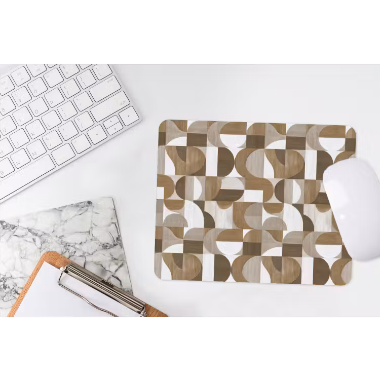 Abstract - Retro - Bruin muismat rubber klein 262 -witbureau