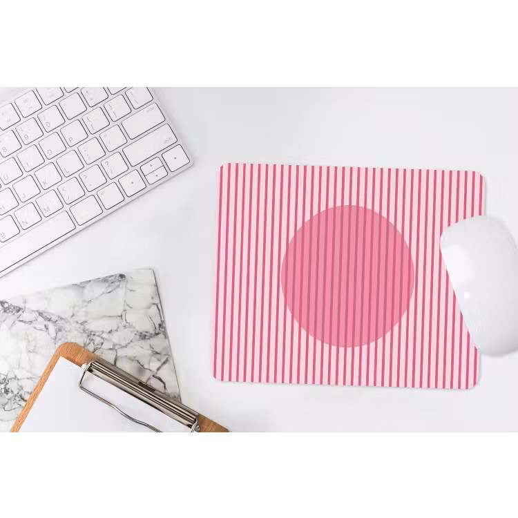 Abstract - Strepen - Ovaal - Roze - Modern muismat rubber klein -witbureau