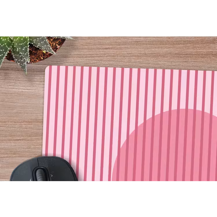 Abstract - Strepen - Ovaal - Roze - Modern muismat rubber klein -closeup