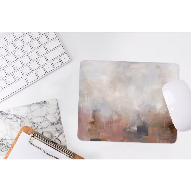 Abstract - Vloeiend - Kunst - Modern - Beige muismat rubber klein -witbureau