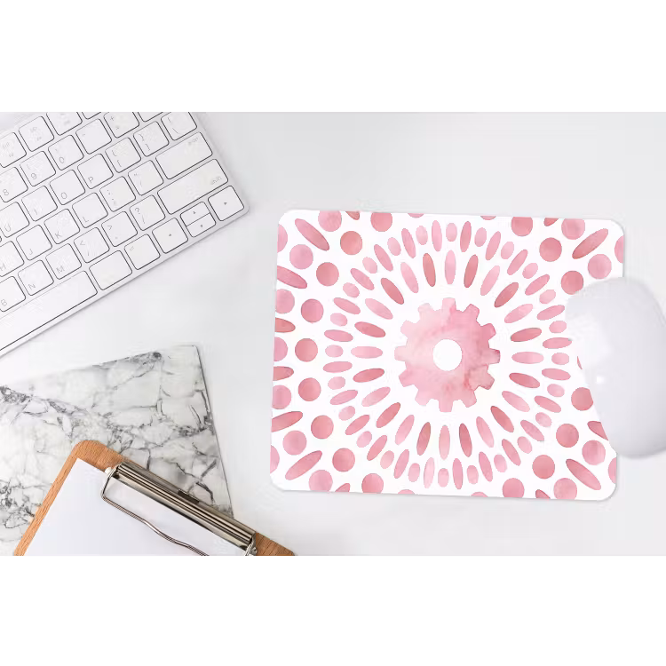 Abstract - Vormen - Patroon - Aquarel - Roze muismat rubber klein -witbureau