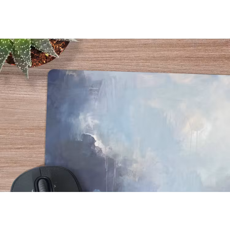 Abstract - Wolken - Modern - Blauw - Kunst muismat rubber klein -closeup