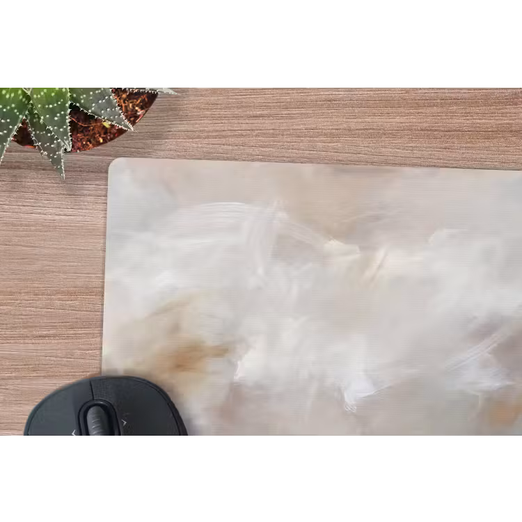 Abstract - Wolken - Sfeer - Modern - Beige muismat rubber klein -closeup