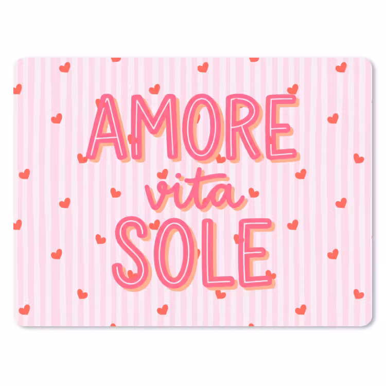 Amore vita sole - Roze - Hartjes muismat rubber klein -3d