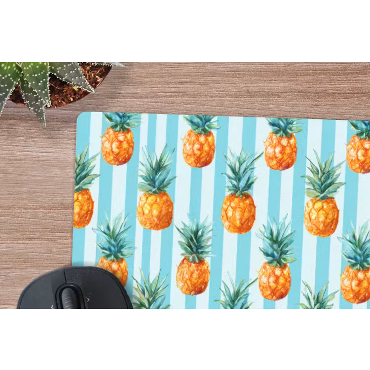 Ananas - Strepen - Groen muismat rubber klein 262 -closeup