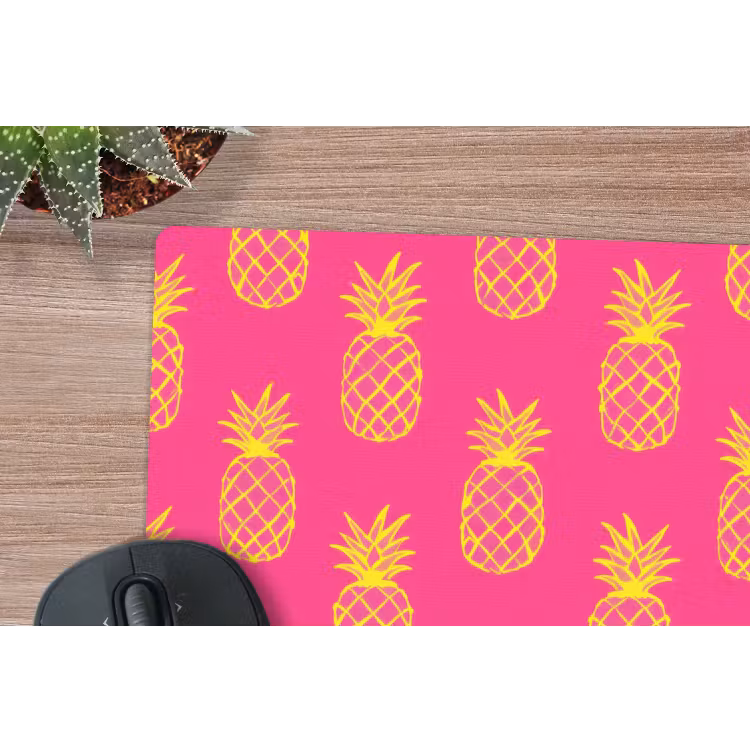 Ananas - Trendy - Roze muismat rubber klein 262 -closeup