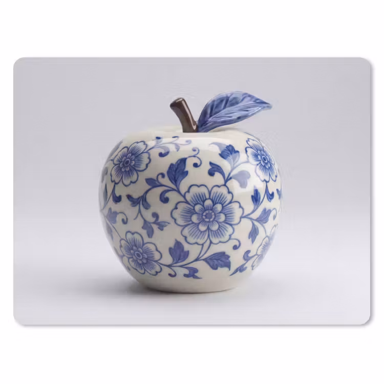 Appel - Blauw - Klassiek muismat rubber klein -3d