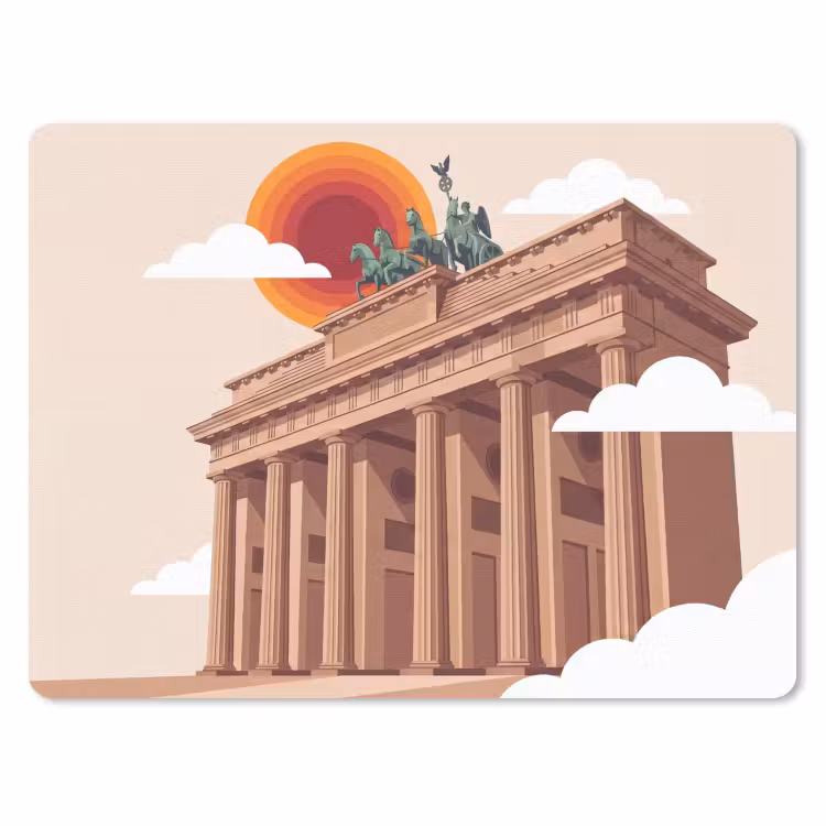 Architectuur - Brandenburg - Berlijn - Zonsondergang - Historisch muismat rubber klein -3d