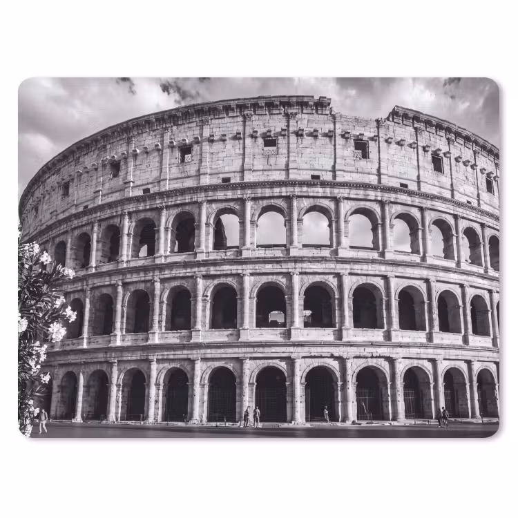 Architectuur - Colosseum - Rome - Historisch - Zwart-wit muismat rubber klein -3d