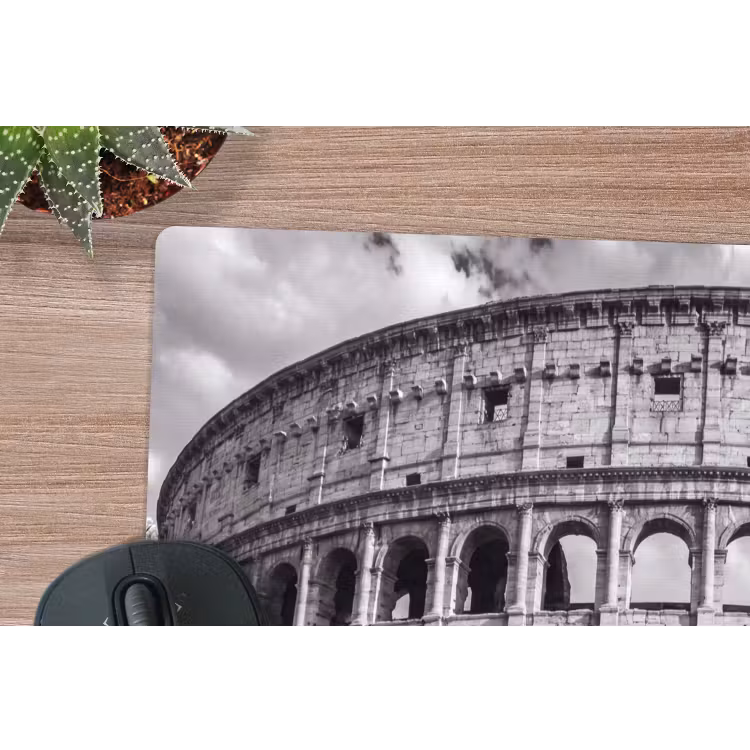 Architectuur - Colosseum - Rome - Historisch - Zwart-wit muismat rubber klein -closeup