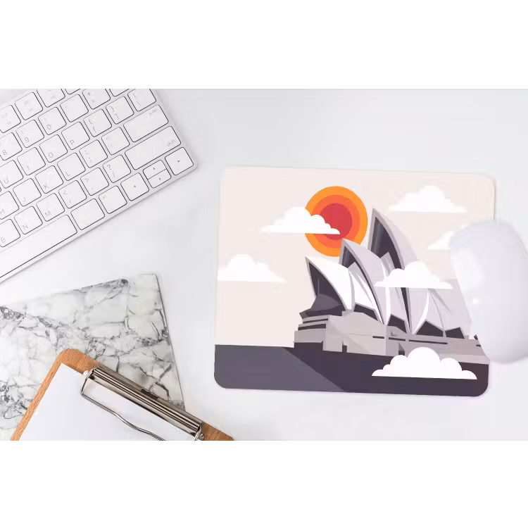 Architectuur - Stadsgezicht - Modern - Grijs - Oranje muismat rubber klein -witbureau
