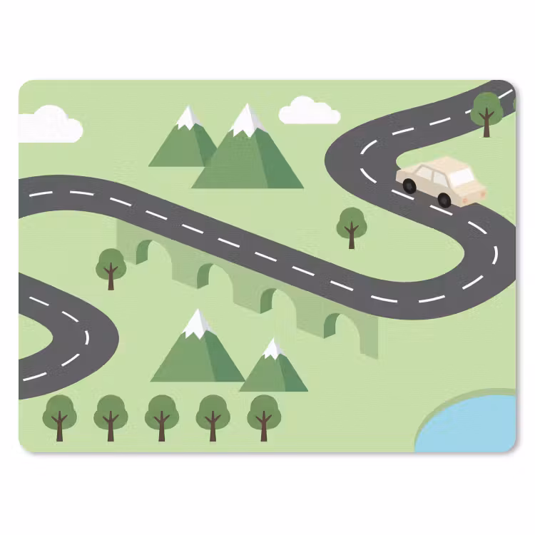 Auto - Bergweg - Natuur - Illustratie muismat rubber klein -3d